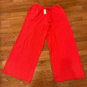NWT Aerie Womens Small "It's Casual Knit Slub Trouser" Orange Flare Wide Leg
